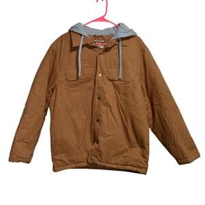 Open Trails Men's Beige Large Barn Jacket with Gray Sweatshirt Material Hood